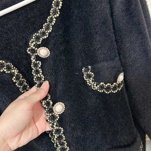 Black fur sweater jacket